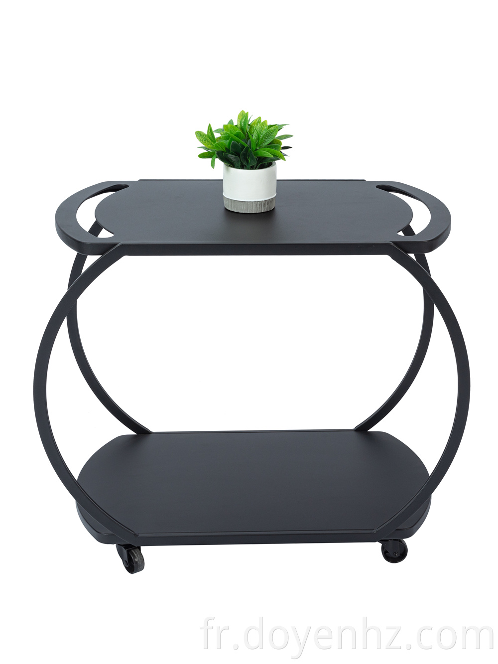 2-Tier Metal Oval Rolling Cart for Outdoor/Indoor